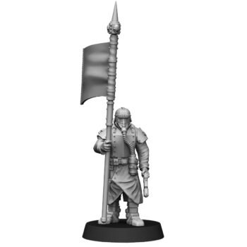 DEATH DIVISION VETERAN WITH COMPANY BANNER