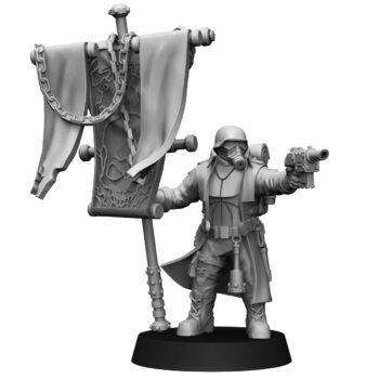 STEEL GUARD VETERAN WITH COMPANY BANNER